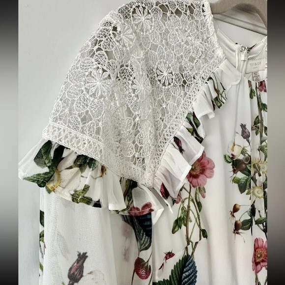 Ted Baker Maryam Ruffle Long Sleeve Dress Sz 0 - Picture 3 of 12